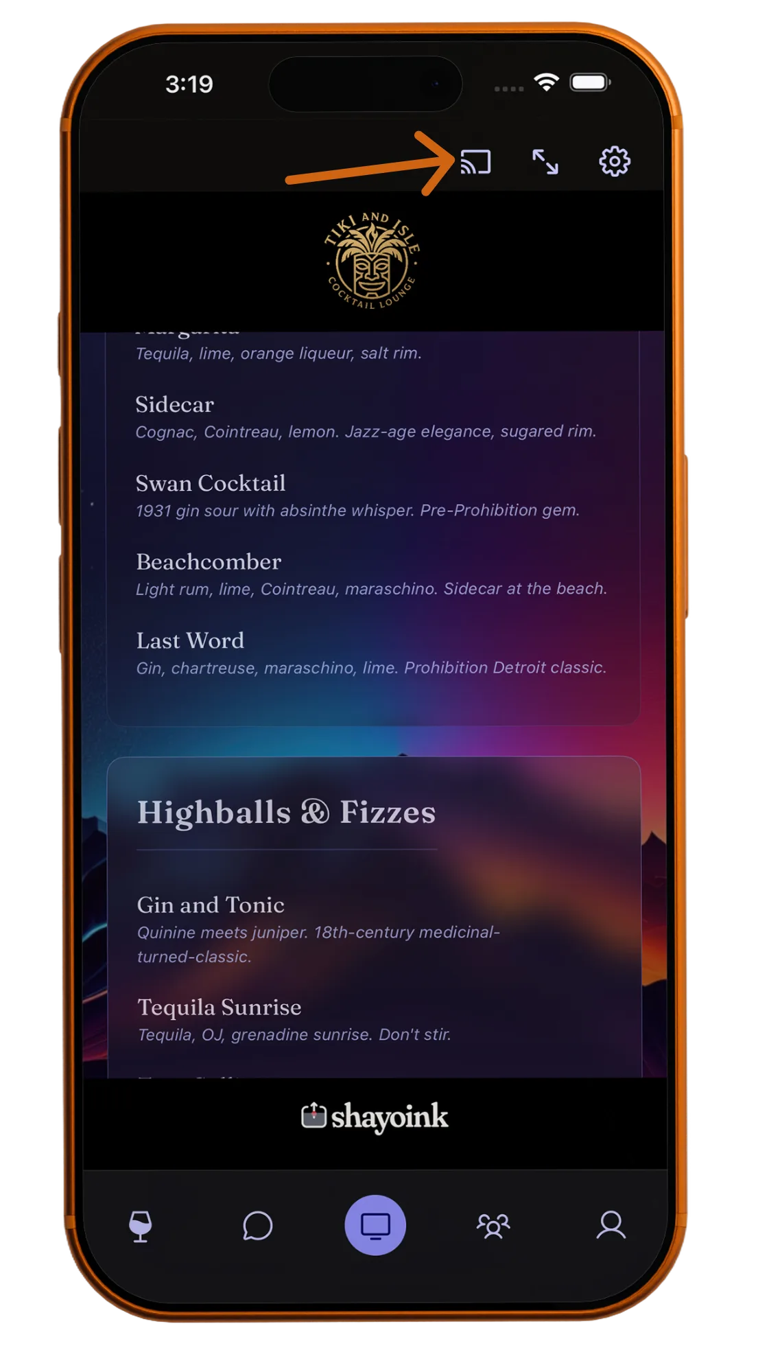 The MixKings Display tab with the Cast icon and a Chromecast device picker