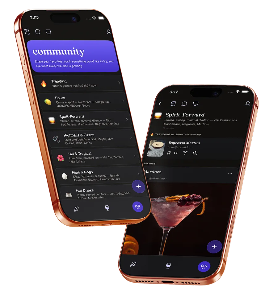 Two phones showing MixKings community rooms