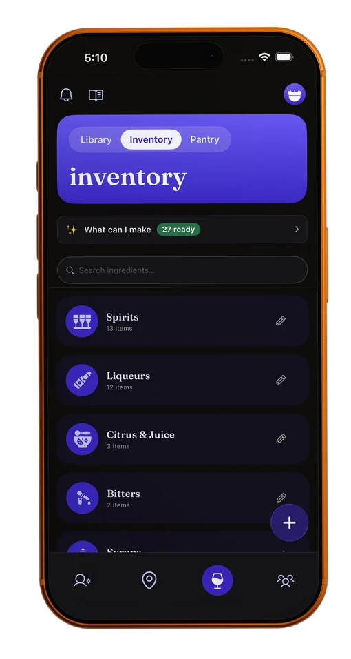 The MixKings inventory screen