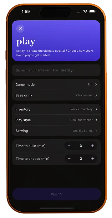 The MixKings game setup screen on iPhone